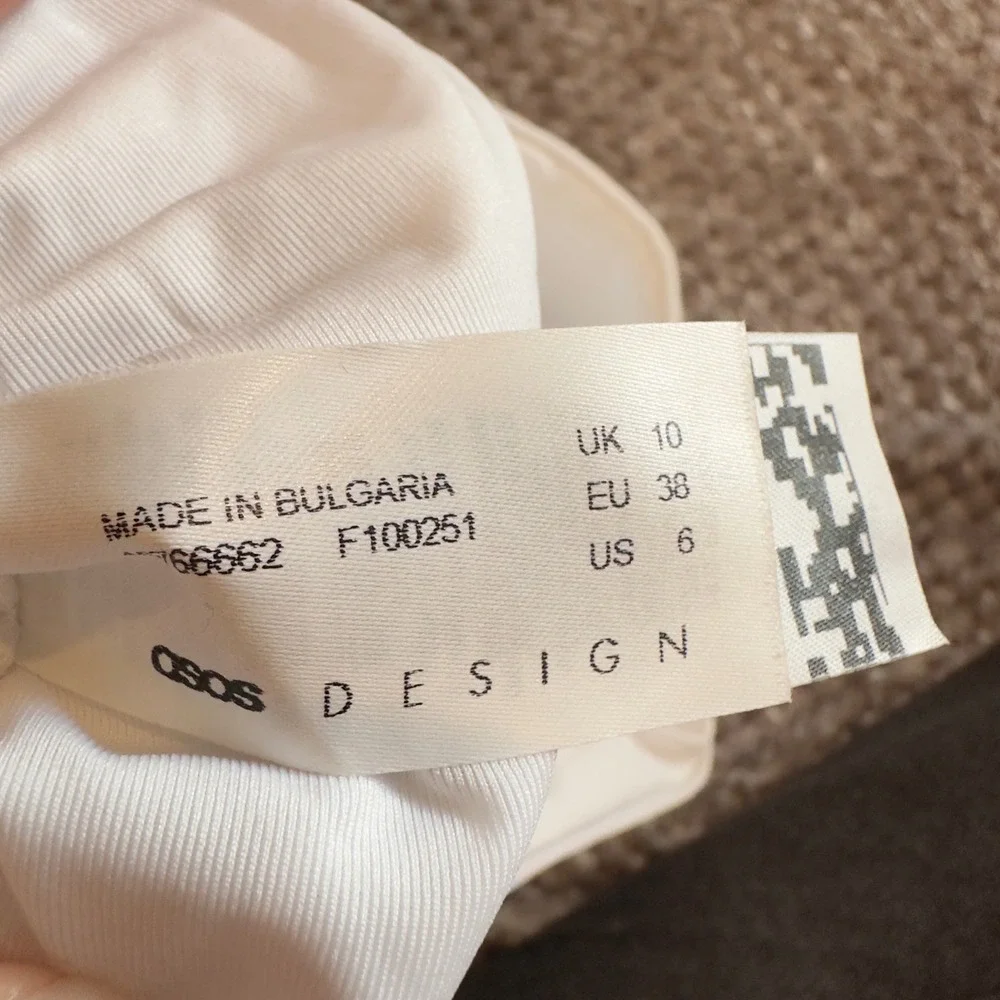 ASOS DESIGN Womens White High Waisted Ruched Side Tie Bikini Bottoms US 6